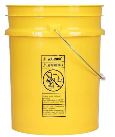 House Naturals 5 Gallon Food Grade Plastic Bucket with Air Tight Screw on Lid Made in USA Container (Yellow Bucket with White Lid) - color: Yellow Bucket With White Lid