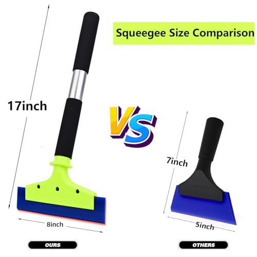 EHDIS Long Handle 8-Inch Rubber Squeegee Aluminum Tube Handle Window Tint Squeegee Auto Water Blade, Shower Squeegee for Car Windshield, Glass, Tiles, and Smooth Surfaces