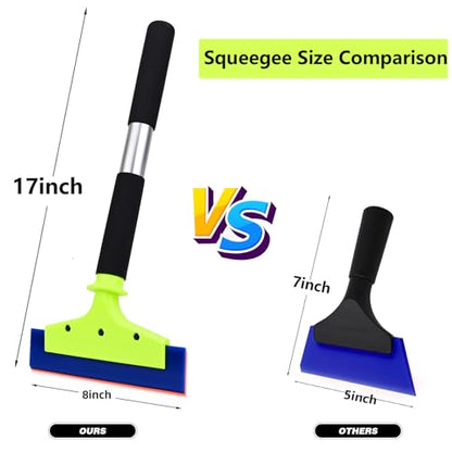 EHDIS Long Handle 8-Inch Rubber Squeegee Aluminum Tube Handle Window Tint Squeegee Auto Water Blade, Shower Squeegee for Car Windshield, Glass, Tiles, and Smooth Surfaces