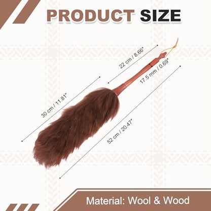 uxcell Wool Duster, 20.5" Natural Feather Cleaner Household Cleaning Duster with Solid Wooden Handle for Cleaning Fans Window Blinds Shelves Furniture, Coffee - color: Coffee, size: 20.5"