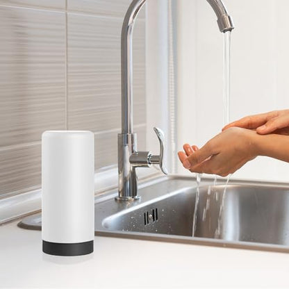 ElmRidge Dish Soap Silicone Dispenser for Kitchen Sink,Squeeze Washing Up Liquid and Hand Soap,Round refillable Silicone Bottles,Easy to Fill and to use, 8.5 oz,Black 2.4 x 2.4 x 5.5 inches (White) - color: White