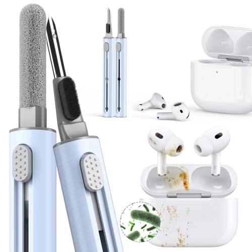 【1 Pack】 Cleaner Kit for AirPods Pro 1 2 3 Earbuds,Cleaning Kit Pen Shape with Soft Brush Flocking Sponge Tool for Bluetooth Earphones Headphones Charging Case,Phone,Camera and Computer(Blue) - color: B6-Blue