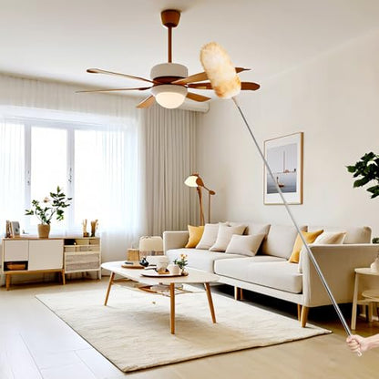 Extendable Cleaning Duster,Extra-Long Telescoping Feather Dusters with Stainless Steel Extension Pole Up to 100" for Cleaning High Ceiling Fan, High Ceilings,Furniture - size: 100inch