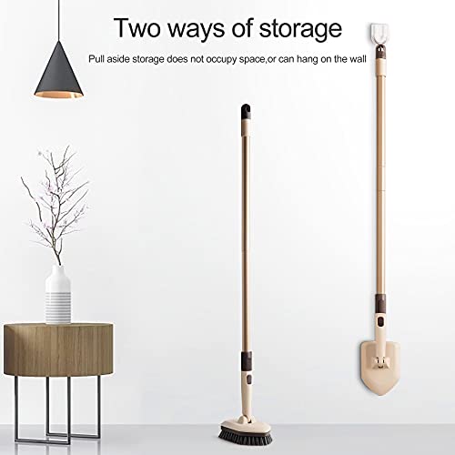 Eyliden Shower Scrubber with Long Handle, 2 Type Head, Tile Tub Scrub Brush | 49" Handle, 2 Different Function Cleaning - 1 Stiff Bristle + 2 Non-Scratch Pads, for Bathroom Grout Sink Glass Kitchen Floor