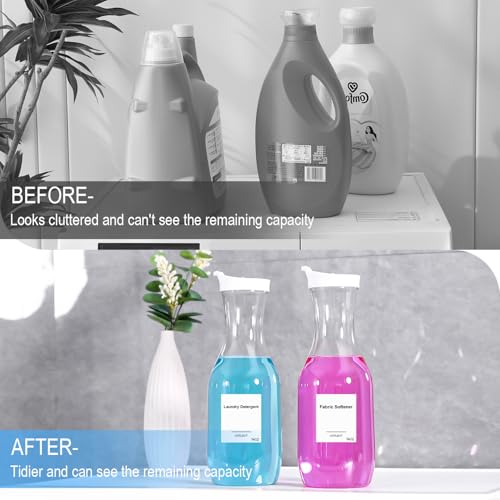 54 OZ Laundry Detergent Dispenser, Laundry Soap Dispenser, Liquid Laundry Detergent Container and Organizer, Clear Plastic Fabric Softener and Laundry Powder Dispenser for Laundry Room, 2Pack - color: 2p