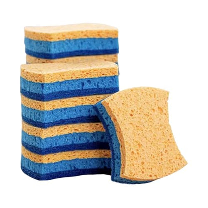 6Pcs Cleaning Sponges, Non-Scratch Scrub Dish Sponge Safe on Non-Stick Cookware, Dual Sided Cleaning Sponges for Kitchen, Household, Bathroom(Irregular,Blue) - color: Irregular,blue