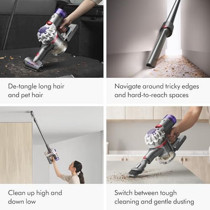 Dyson V8 Cordless Vacuum, Cleans Hard Floors and Carpets, Detangles, Converts to Handheld, 115AW, 2 Power Modes, Up to 40 Minutes¹ - style: V8
