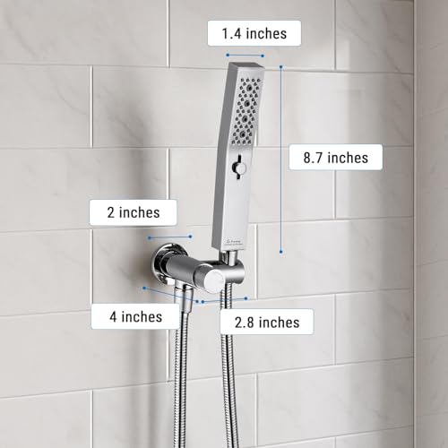 G-Promise All Metal Handheld Shower Set with 3-Function Showerwand, included Handheld Holder to Control on/off Switch and 70 Inch Tangle-Free Stainless Steel Hose Chrome - color: Chrome