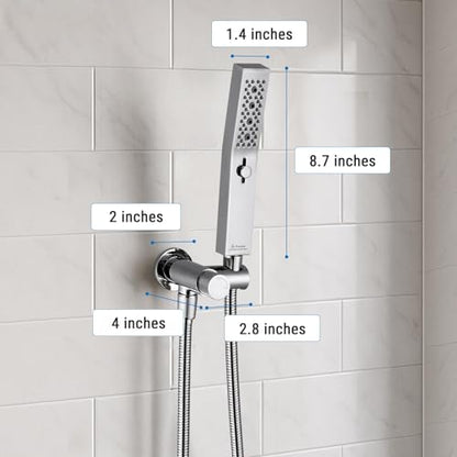 G-Promise All Metal Handheld Shower Set with 3-Function Showerwand, included Handheld Holder to Control on/off Switch and 70 Inch Tangle-Free Stainless Steel Hose Chrome - color: Chrome