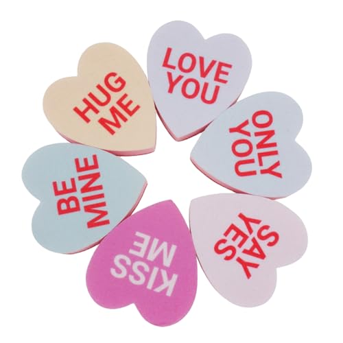 Heart Shaped Sponge with Words, Dual-Sided Kitchen Scrubber for Washing Dishes, Pots, Pans and General Household Cleaning, ‌Multicolour (6 Pack) - color: Colorful