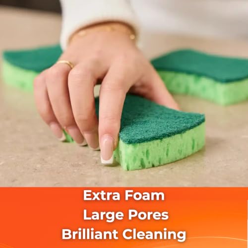 Macromax Coral Sponge – Ergonomic Heavy Duty Scrub Sponge for Kitchen – Large Pores for Extra Foam – Non-Scratch Dish Scrubber for Pots, Pans & Grills, 3-Pieces