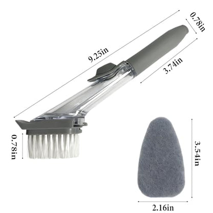 Dish Brush,Dish Scrubber with Soap Dispenser Dish Wand Kitchen Brushes for Dishes Includes Three Brush Heads