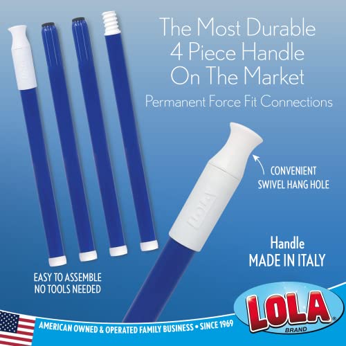 Angle Broom, Indoor, 13" W, Large Style - Made w/Recycled Soda Bottle Bristles & High Gloss Resin Coated Steel 4-Piece Handle, by LOLA, 1 Pack - size: Steel Handle, style: Large Angle Broom