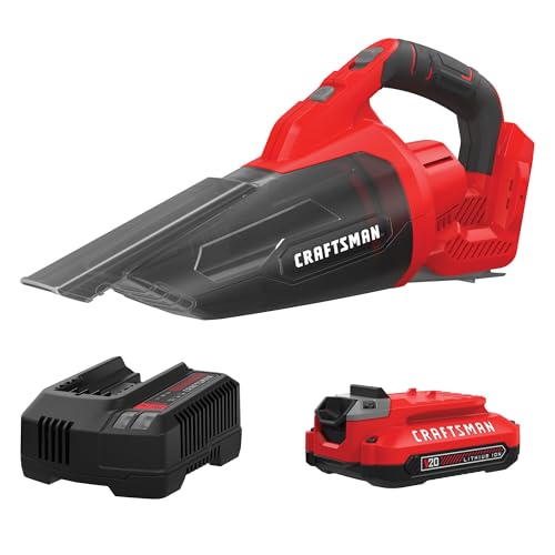 CRAFTSMAN V20 Cordless Hand Vacuum, 45 CFM, 2 Stage Filtration System with Filter, Battery and Charger Included (CMCVH001C1) - style: Tool + Battery