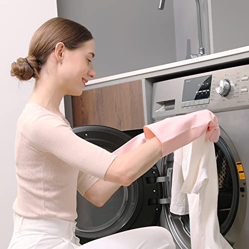 COOLJOB Large Household Rubber Gloves with Cotton Liner & Non-slip Grip, Waterproof Long Lasting Dishwashing Gloves for Kitchen & Bathroom Cleaning, Light Pink, 1 Pair - color: Pink With Rose Scent, size: Large (Pack of 1)