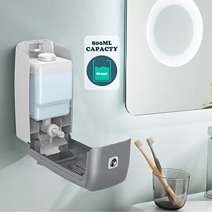 interhasa! Soap Dispenser Wall Mount Refillable 28oz Hand Sanitizer Dispenser Commercial Hand Soap Dispenser for Bathroom Support Liquid Gel Soap - color: Silver