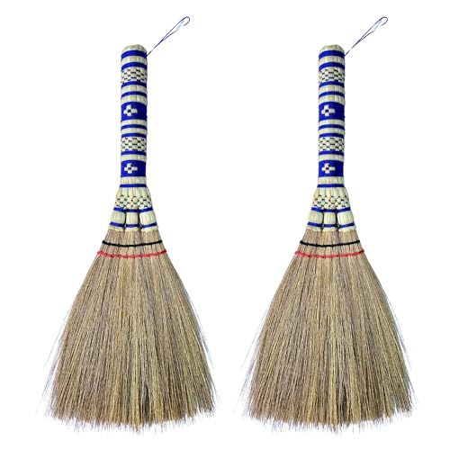 2 Piece Small Whisk Broom Handheld Brush Whisks Away Dust, Dirt & Debris Brush Hanger for Easy Storage Perfect for Indor Outdoor and Car - Short of Asian Whisk Broom (staw soft broom) - color: 2 Piece Staw Soft Broom