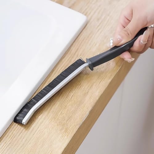 5Pcs 9inch Crevice Cleaning Brushes - Thin Gap Hard Bristle Scrub Brush for Grout, Tile, Bathroom, Kitchen, Faucets - Tough Scraper for Car Detailing, Stove, Oven (Multi-Surface Use) - color: Black