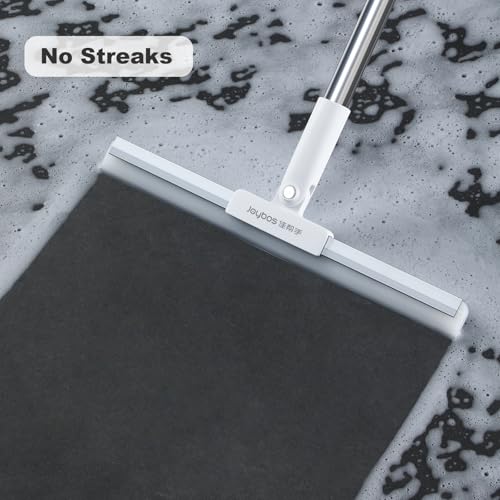 JOYBOS Rubber Squeegee for Floor, 50'' Long Handle Floor Squeegee Broom, Silicone Broom for Pet Hair Remover, Sweeper Window Squeegee for Floor, Tile, Grout, Brick, Decks, Garages,Basement - size: Medium (1 in 1)