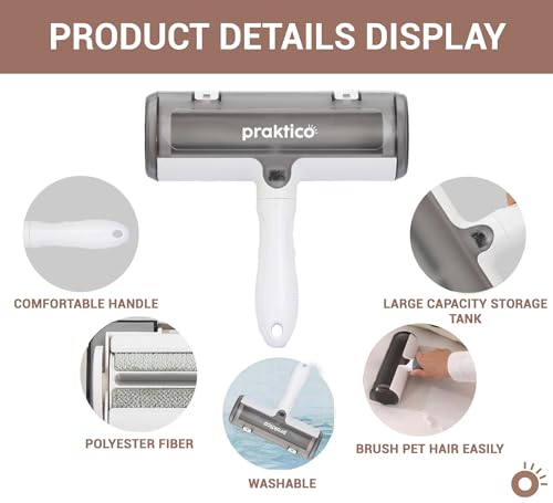 Pet Hair Lint Remover Brush, Reusable Lint Roller for Pet Hair,Self Clean Dog Cat Fur Removal Brush, from Carpet, Furniture, Rugs, Laundry, Bedding, Sofa-White