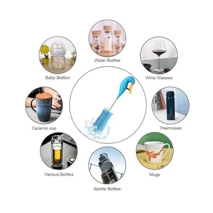 Silicone Bottle Brush Semi-Automatic Bottle Cleaner Brush for Baby, Sports, Vase, Glassware, and Smaller Diameter Openings