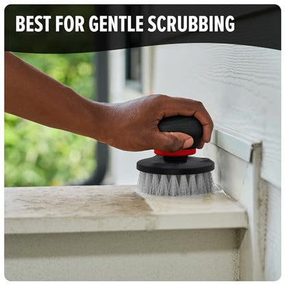 Dirt Devil Handheld Pommel Scrubbing Brush, 3.5", Includes Medium Bristle Head, Comfortable Ergonomic Grip, Interchangeable Brushes, Ideal for General Purpose Cleaning - style: Handheld Scrubber