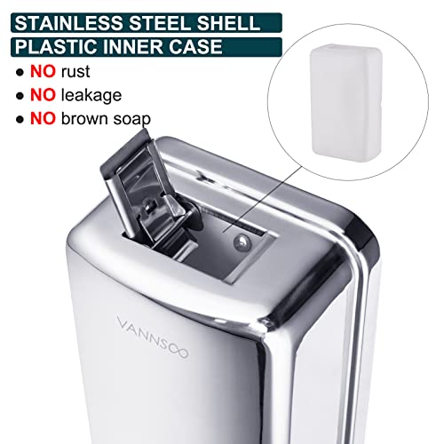 Commercial Soap Dispenser Wall Mount Stainless Steel Manual Liquid Pump Rust-Proof Leak Free for Bathroom (37 fl.oz./1100ml) - size: 37 fl oz