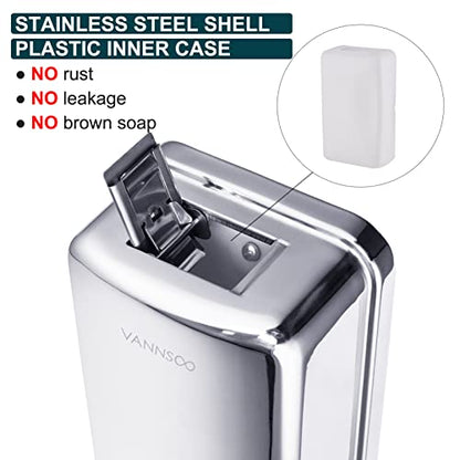 Commercial Soap Dispenser Wall Mount Stainless Steel Manual Liquid Pump Rust-Proof Leak Free for Bathroom (37 fl.oz./1100ml) - size: 37 fl oz
