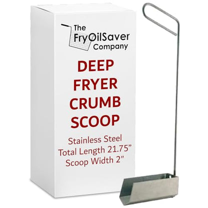 V-Shaped Deep Fryer Strainer Scoop – Frying, Scooper, Skimmer Spoon - Heat Resistant to 750F - Oil & Food Crumbs Strainer for Diner, Restaurant & Hotel by FryOilSaver Co. - style: Scoop
