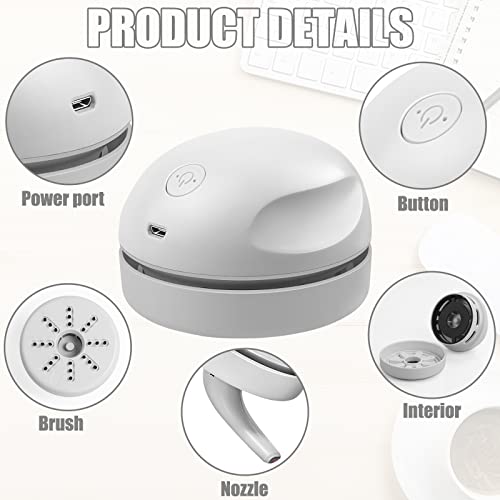 prowithlin Desktop Vacuum Cleaner USB Charging with Vacuum Nozzle Cleaning Brush, Detachable Design & Portable Mini Table Dust Vaccum Cleaners, Cleaning Dust, Crumbs, Piano, Computer, Car Etc(Gray) - color: Gray