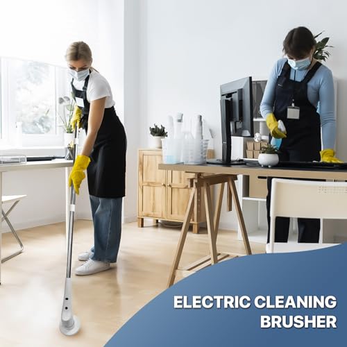 Electric Spin Scrubber Bathroom Cordless with 6 Replaceable Brush Heads
