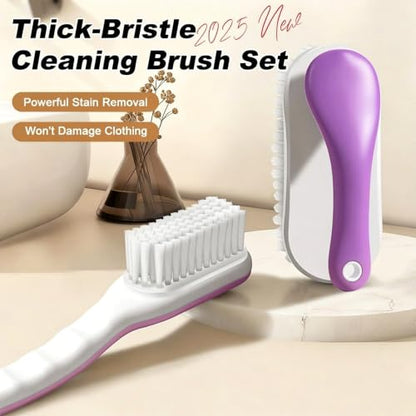 2Pack Shoe Cleaning Brush Household Laundry Clothes Scrubbing for Stains Bathroom Ergonomics Grip Easy Hold (2, Purple) - color: Purple