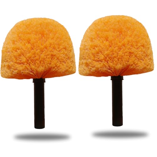 2 Pack Orange Twist-On Cobweb Duster Head Brush, Fits Standard 3/4 inch Threaded Poles, Attachment Brush, Spider Web Duster for Outdoor & Indoor Cleaning