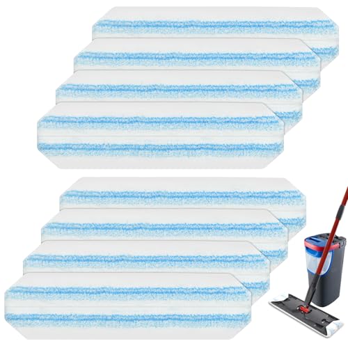8 Pack Mop Pads Replacements Compatible with O Cedar H2prO Flat Mop System Microfiber Mop Refills for O Cedar H2pro Flat Mop,Washable & Reusable Mop Heads Replacement for Ocedar H2Pro Mop Floor Clean