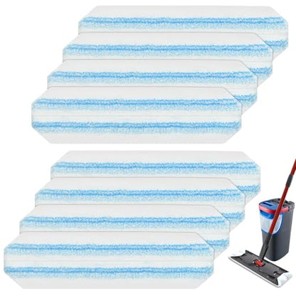 8 Pack Mop Pads Replacements Compatible with O Cedar H2prO Flat Mop System Microfiber Mop Refills for O Cedar H2pro Flat Mop,Washable & Reusable Mop Heads Replacement for Ocedar H2Pro Mop Floor Clean