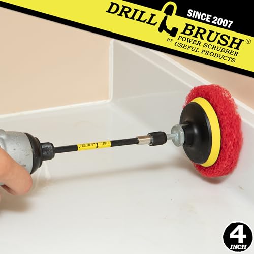 Drill Scrubber - Drill Brush Power Scrubber Pads - Bathroom - Drill Pad Attachments - Cleaning Pads - Shower Door - Baseboard - Bathroom Sink - Shower Cleaner - Flooring - Hard Water Stain Remover - color: 6x Red Pads