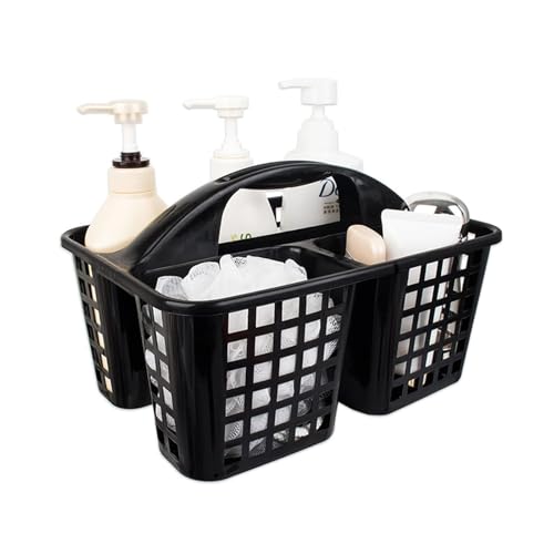 Portable Shower Caddy Basket,Convenient Cleaning Supplies Organizer with Compartments and Handle,Ideal for Bathroom, Bedroom, Kitchen, College Dorm,Garden,etc.12.4" x 7.4" x 5.1"black - color: black