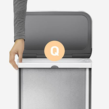 simplehuman Code Q 60 Count Custom Fit Liners, Drawstring Kitchen Trash Bags, One-by-One Mess-Free Dispense, Extra Thick & Double Seamed, 50% PCR Plastic, 50-65 Liter / 13-17 Gallon, White - size: 60 Count (Pack of 1)