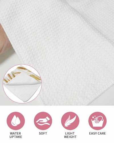 Golden Wheat Hand Towels Set,Waffle Weave Kitchen Towels 2 Pieces,Microfiber Hair Face Bath Tea Towel Absorbent Quick Drying Cleaning Dish Cloths,Retro Summer Fall Harvest Crops Botanical 15.7"x23.6" - color: Floralhab53099