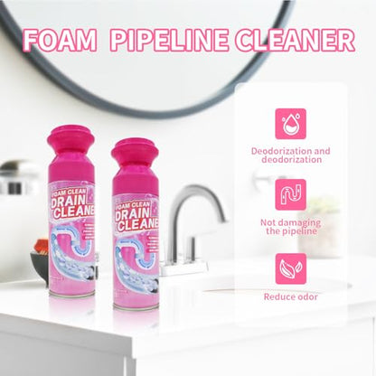 Foam Drain Cleaner, Drain Sink Cleaner and Deodorizer, Clog Remover for Kitchen, Sinks, Tubs (2 Pcs) - size: 2 Pcs