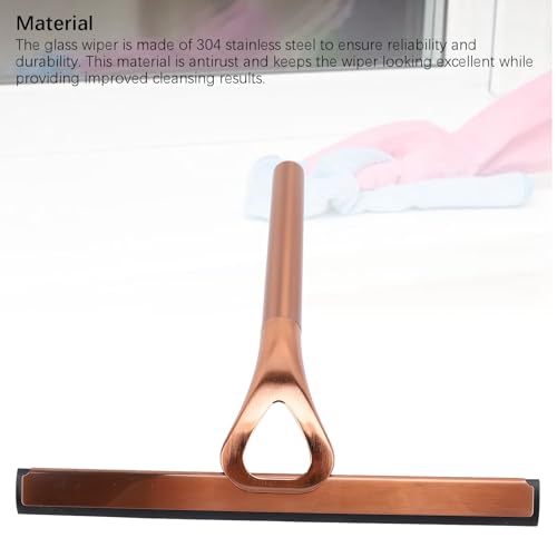 Shower Squeegee for Glass Doors, Stainless Steel and Silicone Shower Squeegee with Hook for Bathroom Mirrors and Window (Antique Brass) - size: Antique Brass