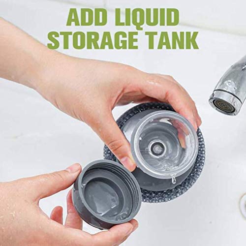 Jeyie Steel Dish Scrubber, Soap Dispensing Steel Brush Storage Set Scouring Pad Pot Scrubber Metal Sponge Household Kitchen Cleaning Brush