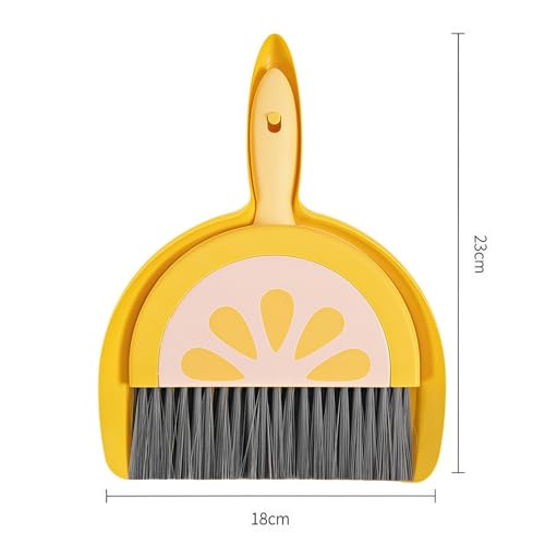 1Pcs Small Broom and Dustpan Set Cute Little Yellow Green Hand Mini Broom and Dustpan Set for Home Sofas Kitchen Countertops Storage Shelves Bathrooms Pet Areas - color: Yellow
