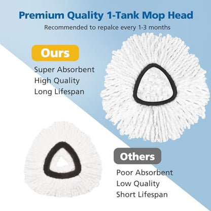 Spin Mop Replacement Head Spin Mop Refills Compatible with O Ceda EasyWring 1-Tank System, 2 Microfiber Spin Mop Head, 1 Triangle Mop Base Head and 4-Section Iron Mop Handle 30-58in for 1 Tank System - size: 1 tank-2 mop head+1 base+1 handle