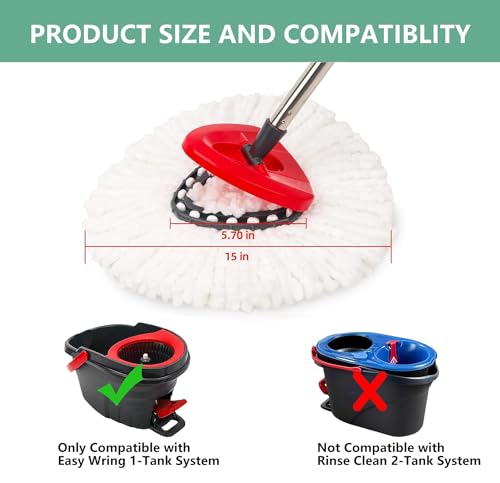 5 Pack O-Cedar Spin Mop Head Replacements, 100% Microfiber, Compatible with EasyWring 1-Tank System, Machine Washable, Easy to Replace and Highly Absorbent for Floor Cleaning - size: 5 Count