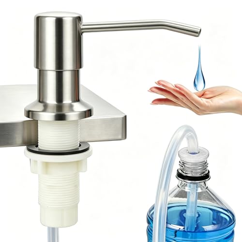 Soap Dispenser for Kitchen Sink, Built in Sink Soap Dispenser (Brushed Nickel), Countertop Soap Dispenser Pump with 47" Extension Tube kit, No Need to Fill Little Bottle Again (Wire Drawing) - color: Wire Drawing