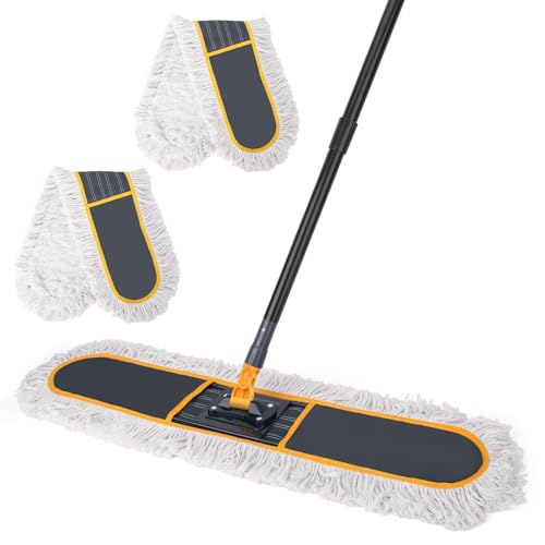 KeFanta 36" Commercial Dust Mops for Floor Cleaning,Industrial Heavy Duty Floor Duster with 2 Large Replacement Mop Head,Wet Dry Sweeper Broom for Hardwood,Tile,Concrete,Laminate,Garage Floors(Grey)