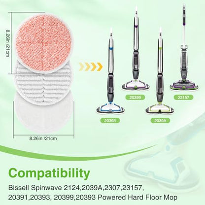 12 Pack Mop Pads Replacement Compatible with Bissell Spinwave 2124, 2039A, 2307, 23157, 23159, 20393, 20399 Hard Floor Spin Mop, 4 Soft Pads, 4 Scrubby Pads, 4 Heavy Scrub Pads - color: 12 Pack