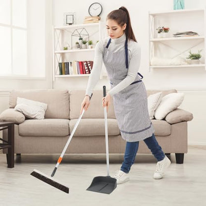 Silicone Dust Pan with Handle Lobby Dustpan with Long Handle Stand Up Dustpan, 35" Aluminum Long Handle, by Superio - style: Dustpan