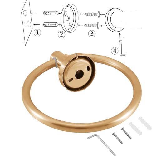 Brushed Gold Bathroom Hardware Set, Towel Ring & Toilet Paper Holder, Stainless Steel SUS304, Hand Towel Hanger & Toilet Roll Holder, Sturdy Bathroom Accessories for Home or Kitchen - color: Brushed Gold